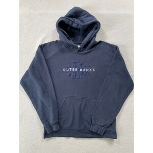 Outer Banks Mens Small Hoodie Navy Blue OBX Embroidered Pullover Sweatshirt